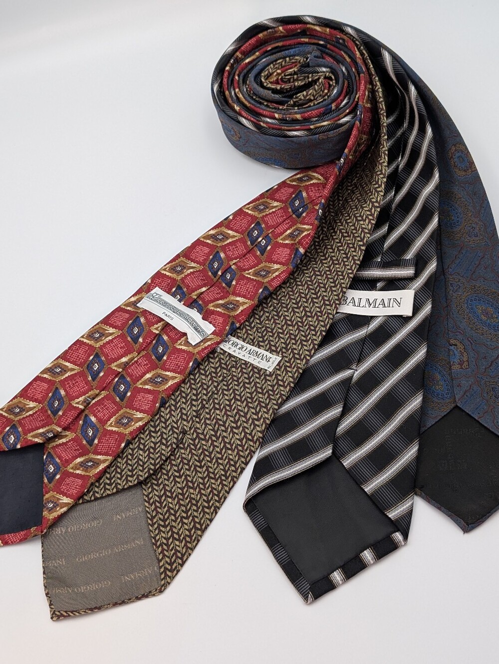 Assorted Vintage Designer Silk Ties Balmain, Paco Rabanne, Armani, Courreges